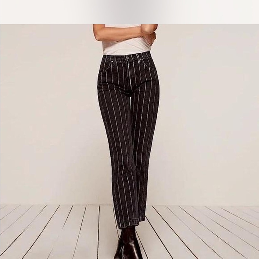 Mid-Rise Black Pinstripe Women's Reformation Roper Jeans